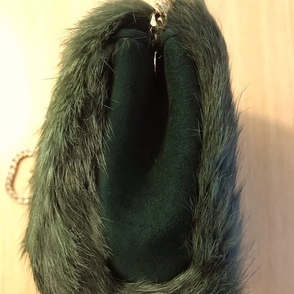 AUTHENTIC Jimmy Choo green fur evening bag - Picture 5 of 9